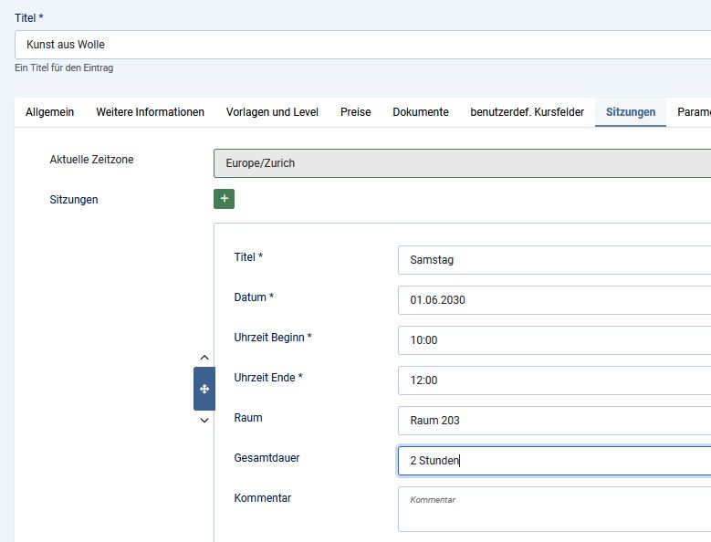 Sitzung anlegen