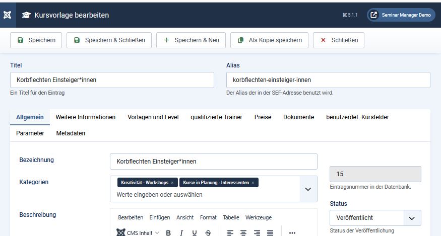 Vorlage veroeffentlicht