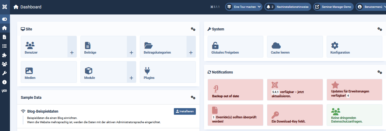 SMAN 450 Downloadschluessel Dashboard erweiterungen