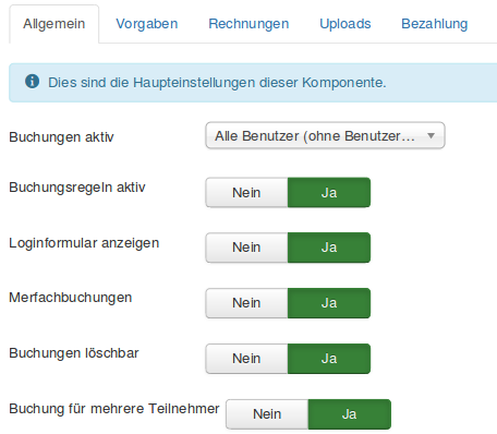 sman optionen allgemein buchung